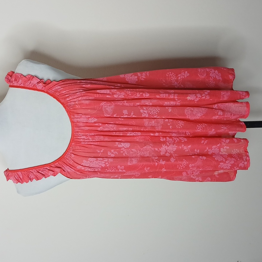 Victorias Secret Pink Ruffle Floral Sheer Tank Top Size Small